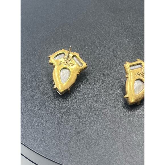 J. Crew Four Clear Champagne AB Rhinestone Stud Gold Tone Sparkling Earrings - Picture 5 of 11